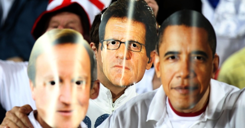 Máscaras de Obama, Capello e David Cameron