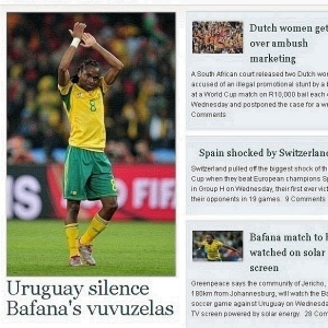 Uruguai silencia vuvuzelas foi a mancheste usada pelo dirio sul-africano Times para falar sobre o jogo