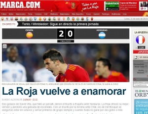 O jornal espanhol Marca diz em sua manchete que a Espanha voltou a apaixonar