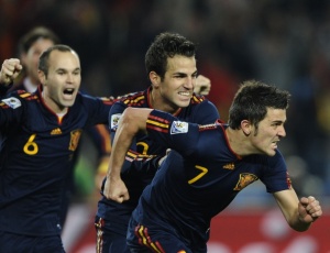 Cinco dos seis gols da Espanha na Copa do Mundo foram marcados pelo atacante David Villa