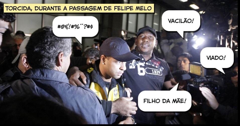 Quadrinho com a chegada de Felipe Melo no Rio de Janeiro